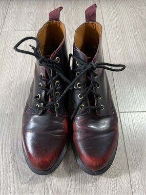 Dr. Martens Emmeline Cherry Leather Lace Up Ankle Boots